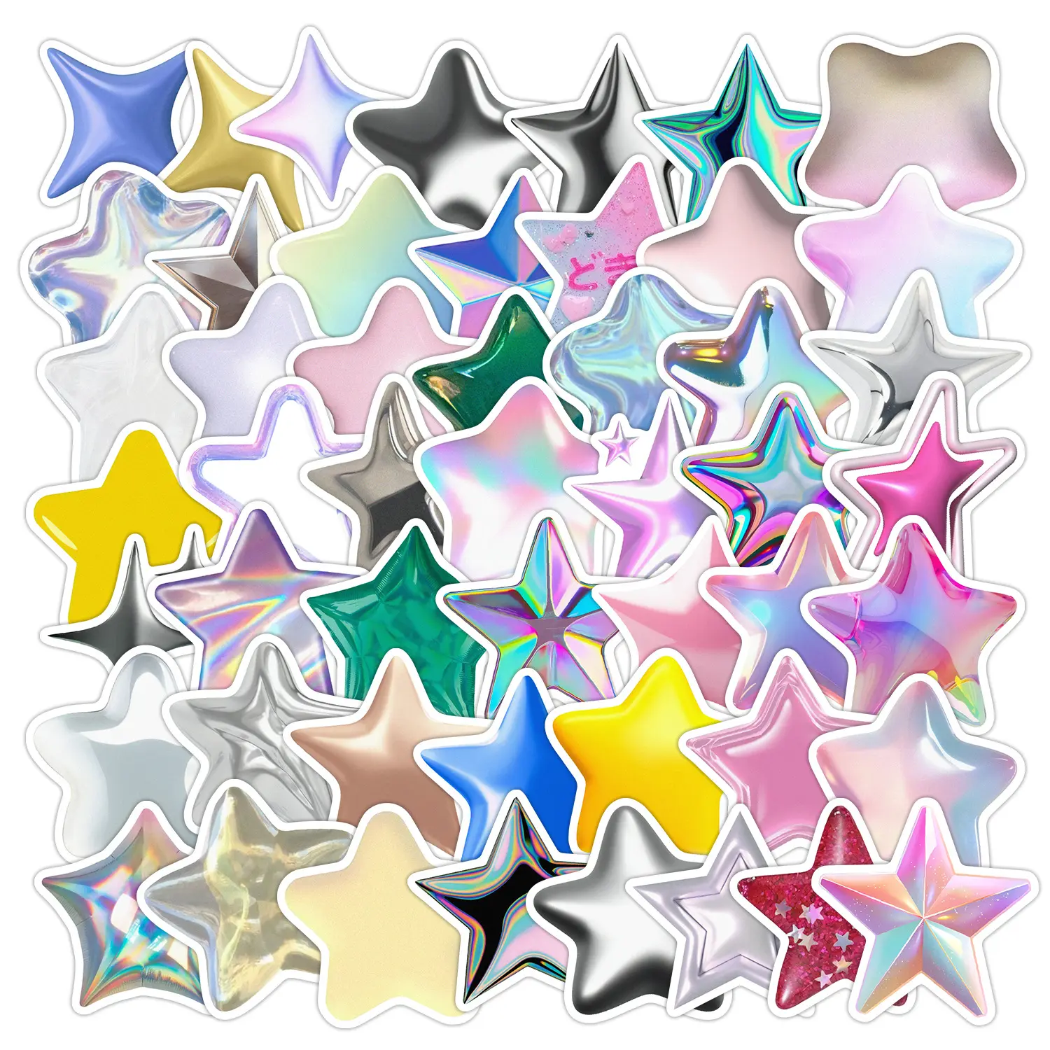 50pcs 3D Star Graffiti Series Stickers, Reflective Sticker, Decorative Decal, Sticker Decals, Suitable for Faith Based Designs Such As Scrapbooks, Diaries, Laptops, Water Bottles, Cars, Etc., As Gifts with Positive Information, Car Vehicle Decoration