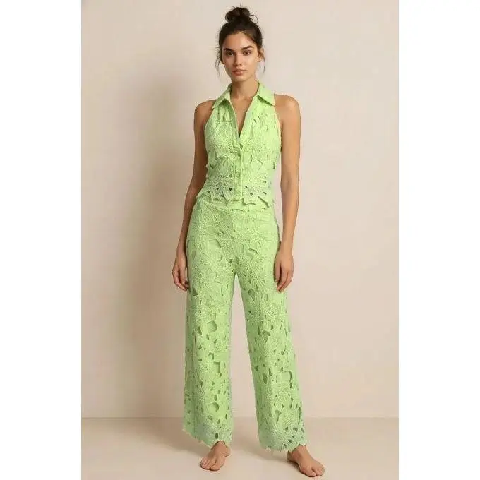 Roslyn Pants Set-Lime Green