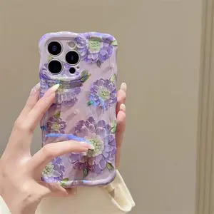 Purple Wildflower Wavy Luxe MagSafe Case for iPhone