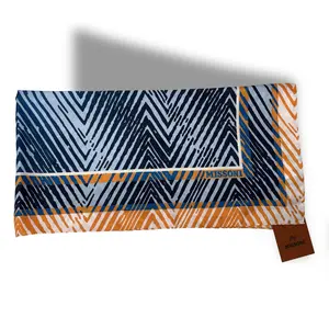 Missoni Foulard 90x90 D9768 Iconic Italian Pattern Silk Lightweight Zigzag Scarf for Neck Head Wrap or Bag Accent