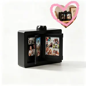 Double-sided 360-degree rotating Mini photo frame. Holds up to 24 photos. As a desktop keepsake frame, it’s not only an ideal choice for home decor but also a great gift for family and friends.