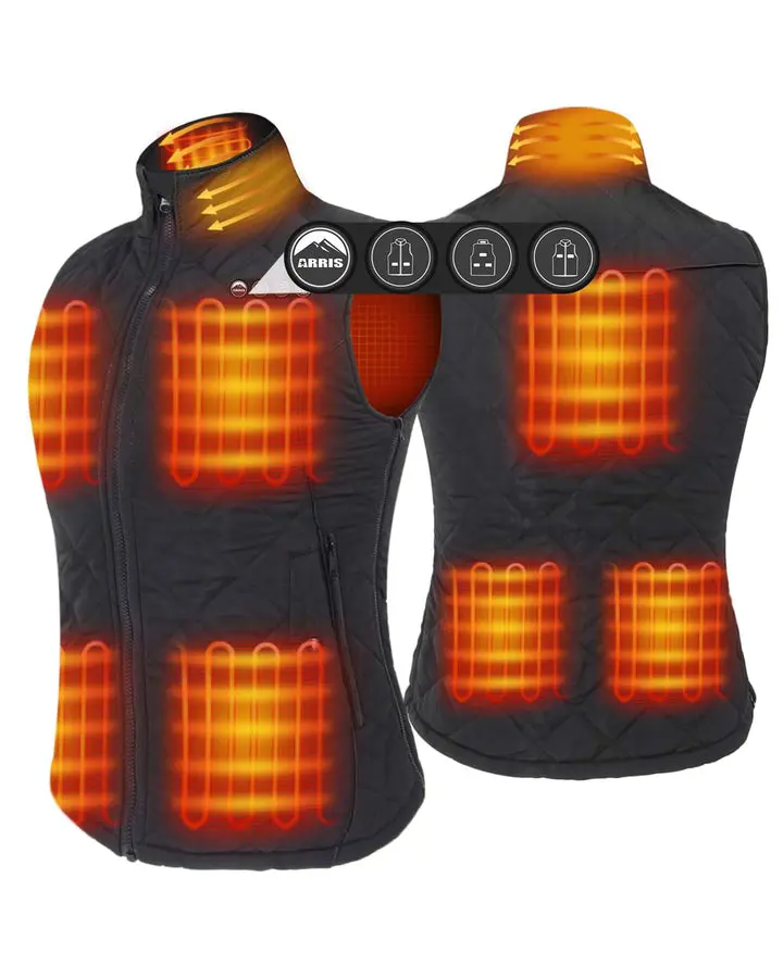 ARRIS Heated Vest for Women with Battery Pack, Size Adjustable 7.4V Electric Heated Vest with 8 Heating Zones