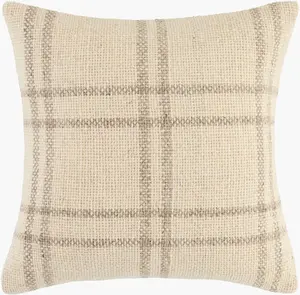 Muted Light Gray Modern Accent Pillow with cotton details for sofa bed or accent chair