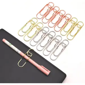 12 count Metal Pen Holder Clips for Notebook, Planner Accessories, 2.8-Inch  Heart Paper Clips
