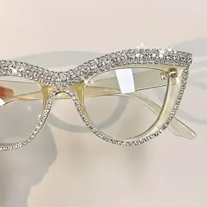 +1.0to+4.0DioptersPresbyopiaReadingGlasses,ElegantCatEyeDesignwithRhinestoneEmbellishments,PCFrameandLens