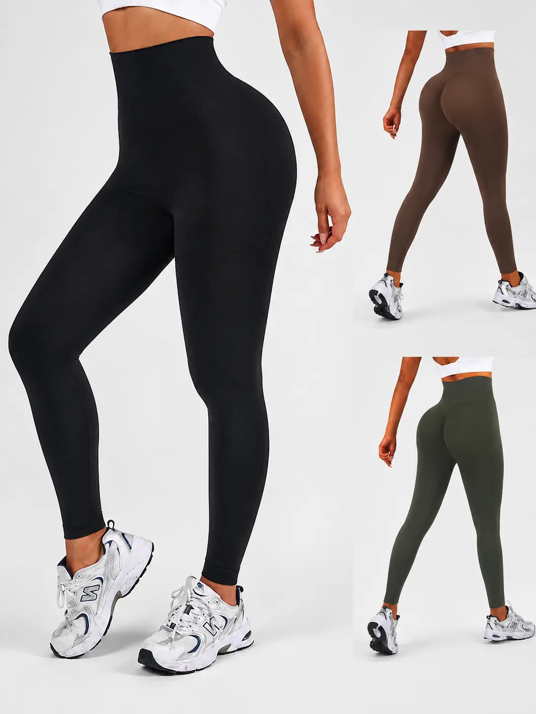 Women's Workout Sets Seamless Ribbed High Waist Yoga Pants Tummy Control Butt Lifting Stretch Non-Sheer Leggings Gym Running Athletic Loungewear Matching V-Neck Tank Top Track Singlet Sports Bra