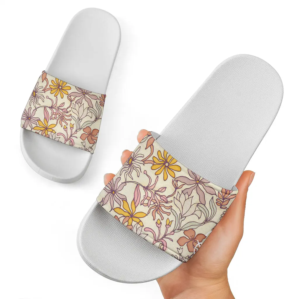 Vintage Pastel Floral Slide Sandals