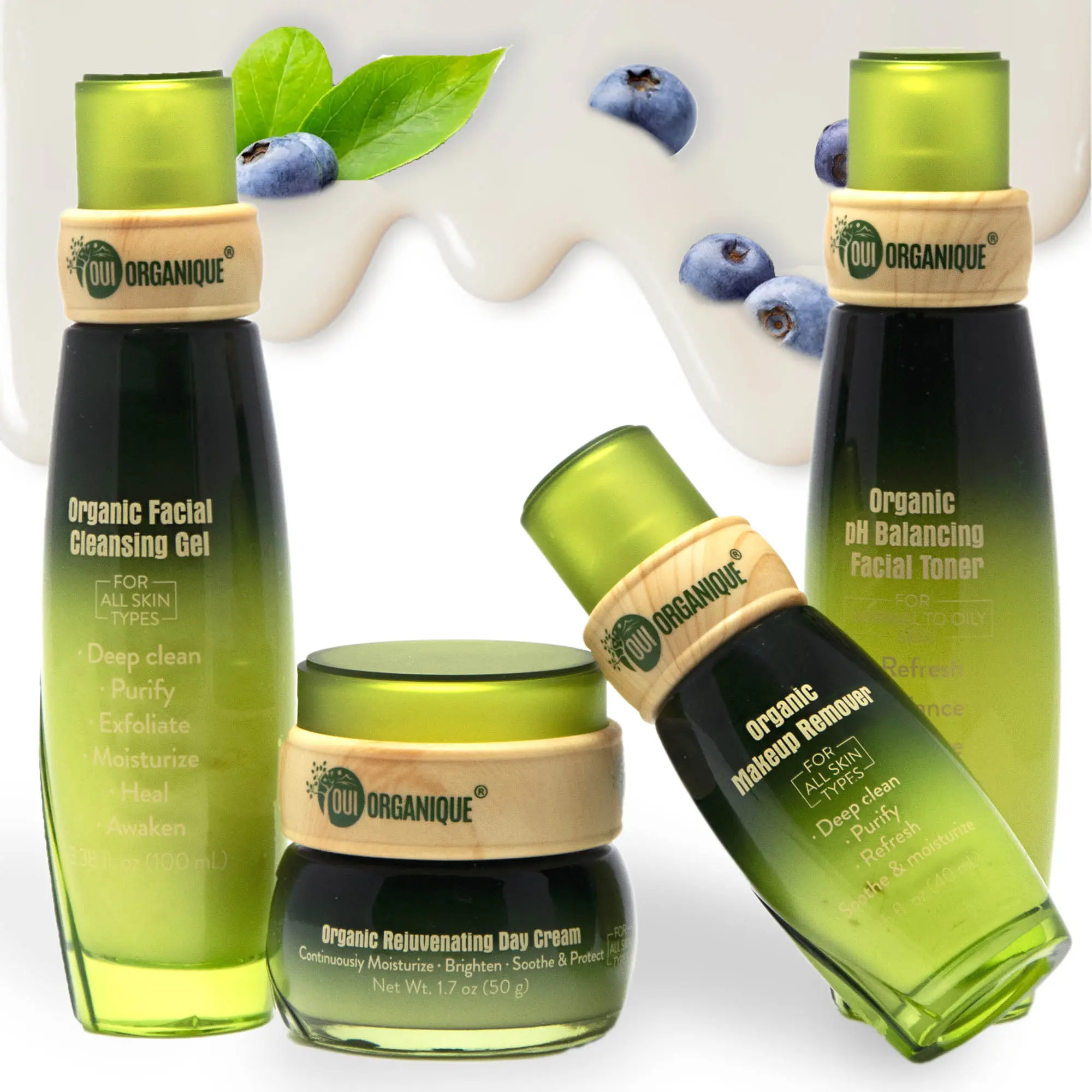 Certified OUI ORGANIQUE Organic Nourishing Skincare Set -Deep Hydration, Detoxify antiaging Natural sunscreen