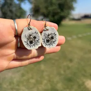Handmade antler earrings laser engraved made in Montana