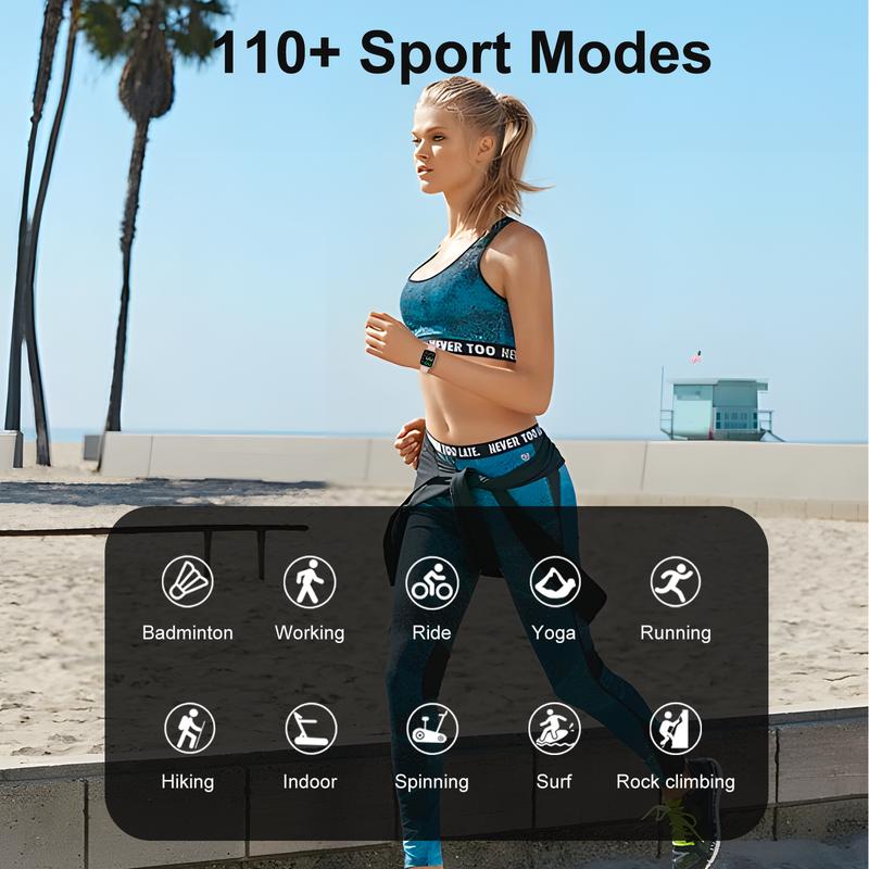 WSQ Smart Watches for Women & Men IP68 2.04 HD Touch Screen Fitness Tracker with ChatGPT AI Voice 3 Bands Step Counter Heart Rate Sleep Monitor Bluetooth GPS Wi-Fi Compatible Android iOS Multifunction Wearable Black