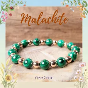 6/8/10MM Genuine Malachite & Hematite Handcrafted Healing Crystals Bracelet for Men Women Gift Birthday  Ideal for Daily Wear, Meditation, Birthday Gift B0110