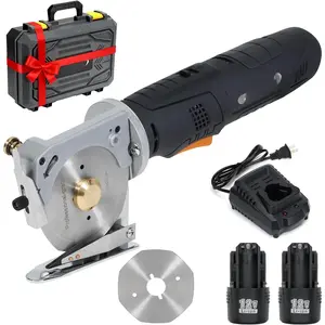 Electric Rotary Fabric  Cordless Power Fabric  Rechargeable Electric  for Leather with Safety Lock Multi-Layer  for Carpet Canvas  Include Case Black