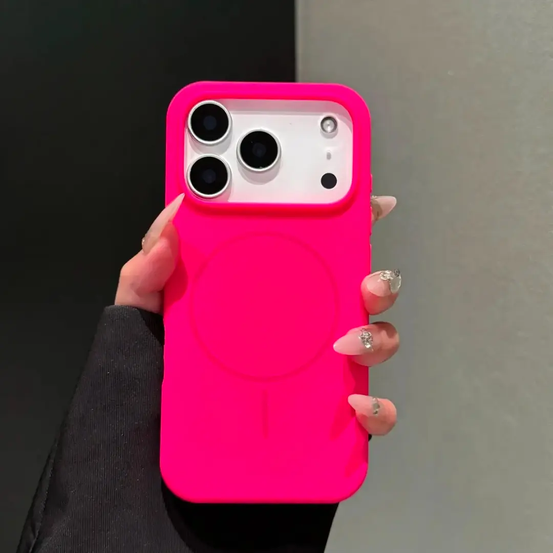 Magnetic Full-Cover Shockproof Smartphone Case - Skin-Feel Liquid Silicone, Hollow Precision Hole Design for IP14-IP17 Pro Max, IP 17 Pro Casing, Customized iPhone Series Accessories with Protection & Aesthetic Enhancement, Cellphone, Ip 17Pro