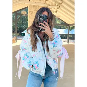 Floral Puffer Jacket - White