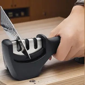 3 in 1 Knife Sharpener, 1 Count Knife Sharpening Tool with Non-slip Handle, Portable Professional Kitchenware Knife Sharpening Tool for Home Kitchen Outdoor