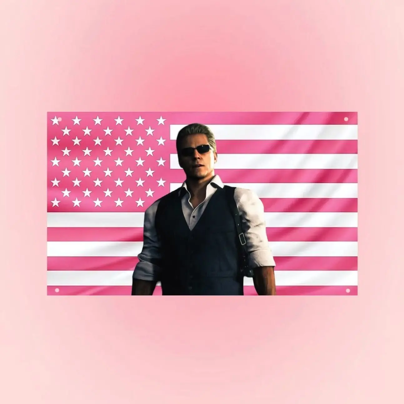 Albert Wesker Flag Resident Evil – Wesker RE Pink USA Flag Aesthetic Gaming Wall Decor Dorm Room Frat Horror