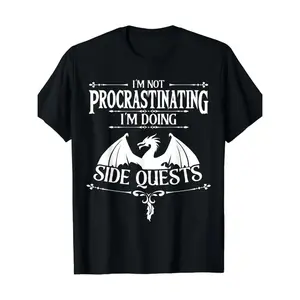 [100% Cotton] [100% Cotton] I'M Not Procrastinating I'M Doing Side Quests RPG Gamers T-Shirt T-Shirt For Men And Women