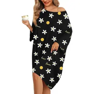 Plus Size Nightgowns for Women Oversized Sleep Tshirts Dress Short Sleeves Sleepwear With Pocket Fit S-5XL Loungewear Womenswear Casual Baggy Loose Prints Soft Tee Basic Black