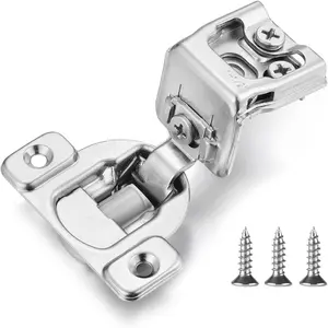 4 Pack 1-1/2 Inch Overlay Soft Close Cabinet Hinges, Concealed Kitchen Hinges for Face Frame Door, European Brushed Nickel Cabinet Hinges