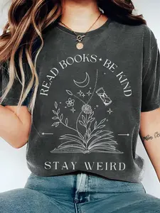 Women's Graphic Print Round Neck Fitted Knit Tee, Vintage Trendy Casual Graphic Short Sleeve T-shirt for Daily Wear, Ladies Spring & Fall Outfit, Funny Graphic Tees Fabric