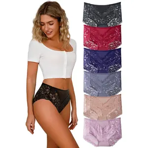 Sexy High Waisted Underwear for Women Plus Size Briefs Breathable Lace Panties High Waisted Cheekster Granny Panties