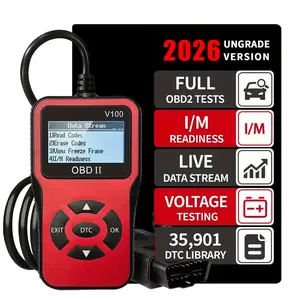 2026 Upgrade V100 OBD2 Scanner, Full OBDII Functions Car Code Reader, Check Engine Light Diagnostic Tool with I/M Readiness, Live Data Stream, Voltage Test, DTC Library, Universal for All OBD II Protocol Cars Since 1996