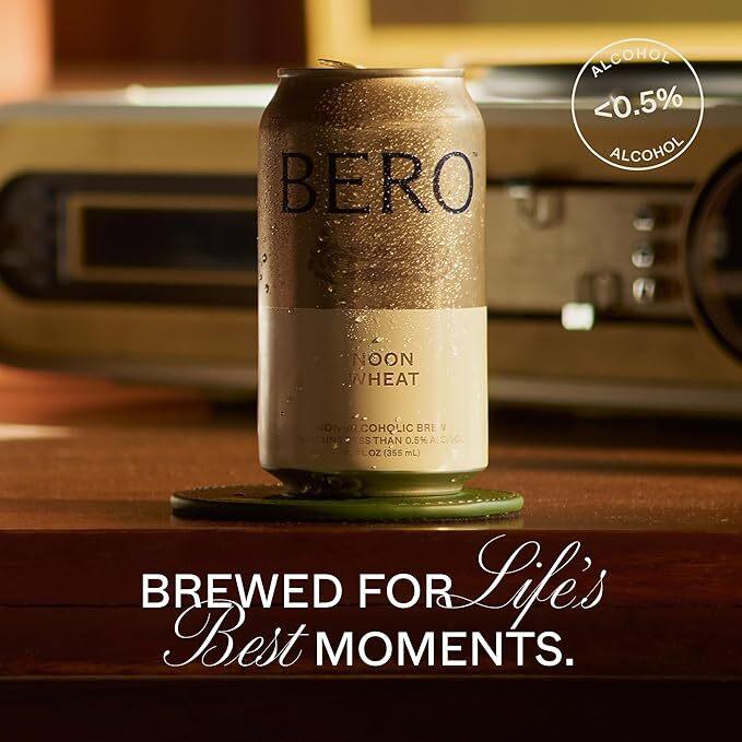 BERO Noon Wheat Seltzer - Light & Refreshing Non-Alcoholic Beverage with Crisp Body & Orange-Lime Twist - Healthy Lemon Lime Soda
