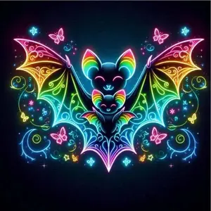 5D DIY Full Drill Round Diamond Painting Kits - Diamond Art Kit Colorful Bats, Butterflies, Sparkling Mosaic, Canvas - DIY Decorative Painting, Home Wall Decor, Suitable for Halloween and Christmas, Birthday and Anniversary Gifts