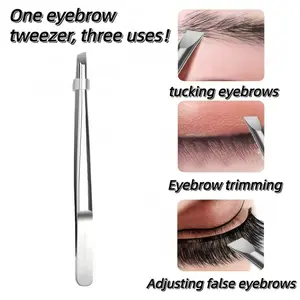 High-Quality Stainless Steel Eyebrow Tweezers, Precision Hair Removal Tool, Slanted Tip Design, Facial Care Essential for Men & Women