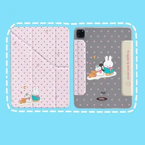 Miffy iPad protective case tablet holder with pen slot cartoon rabbit acrylic anti scratch and anti drop lightweight multi size