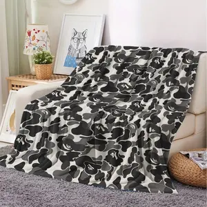 1Pcs BAPE Ape Head  Flannel Blanket,Stylish Camouflage Pattern Throw Blanket,Cozy Warm Blanket,Versatile Gift Blanket for Family & Friends,Perfect for Couch,Bed,Office,Camping & Travel,Durable Digital Print Design for Year-Round Comfort