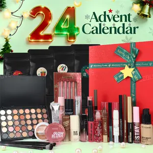 Surprise Christmas Advent Calendar Set, 24-Piece Makeup Foundation Liquid Eyeshadow LipStick Eyebrow Eyeliner Highlighter Surprise Blind Box Collection  for Christmas Party Gift