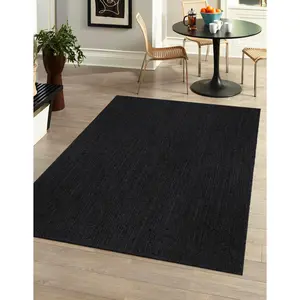 Black Braided Jute Rug