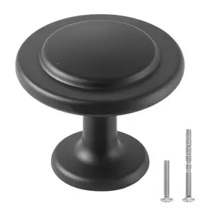 VEVOR Cabinet Knobs, 30 Pack, 1.22 Inch Black Zinc Alloy Drawer Pulls & Door Handles, Mushroom Kitchen Solid Knobs Dresser Handles, Cupboard Hardware with Screws for Bathroom Closet Cabinets Drawers
