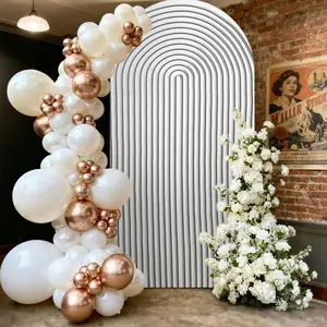 6.5ft Double-Sided Arch Cover, Grey and White Rainbow & Solid Spandex Backdrop Cover for Wedding, Birthday, Baby Shower & Boho Party Decor