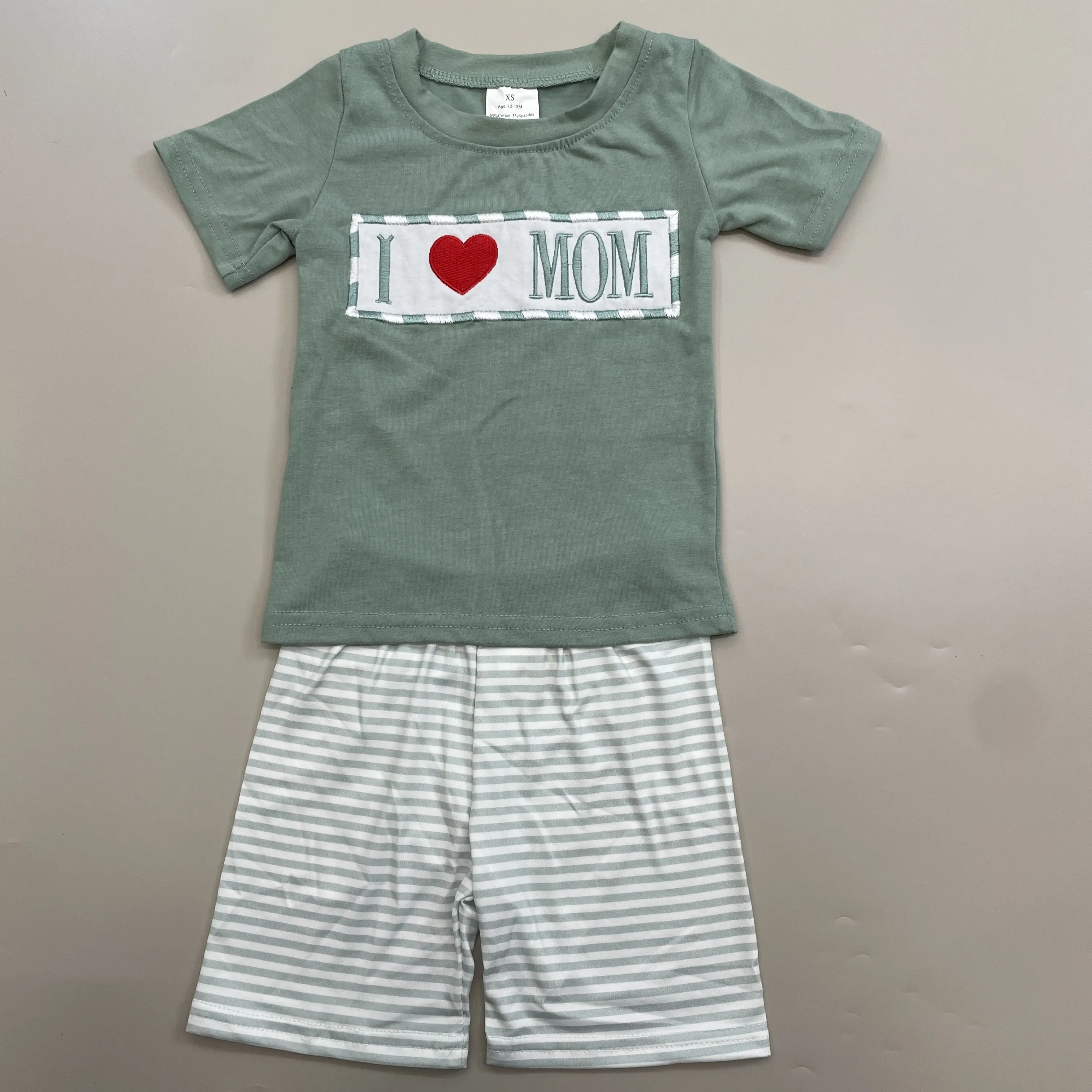 Clothes Kids Matching Outfit Set for Toddler Boys, True to Size I Love Mother Graphic Tee and Solid Colors Shorts, Summer Cotton Blend