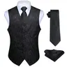 Men's 3-Piece High-Quality Formal Waistcoat Vest Set - Silk Paisley Jacquard Waistcoat, Button Tie, Pocket Square, Formal Attire, High-Quality Clothing, Fathersdaygift for Weddings or Tuxedo Suit Wear
