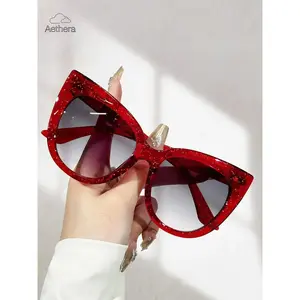 Unisex Vintage Cat Eye Frame Sunglasses, Trendy Casual Sunglasses for Everyday Use, Fashion Accessories for Outdoor Activities, Fashionable Sunglasses
