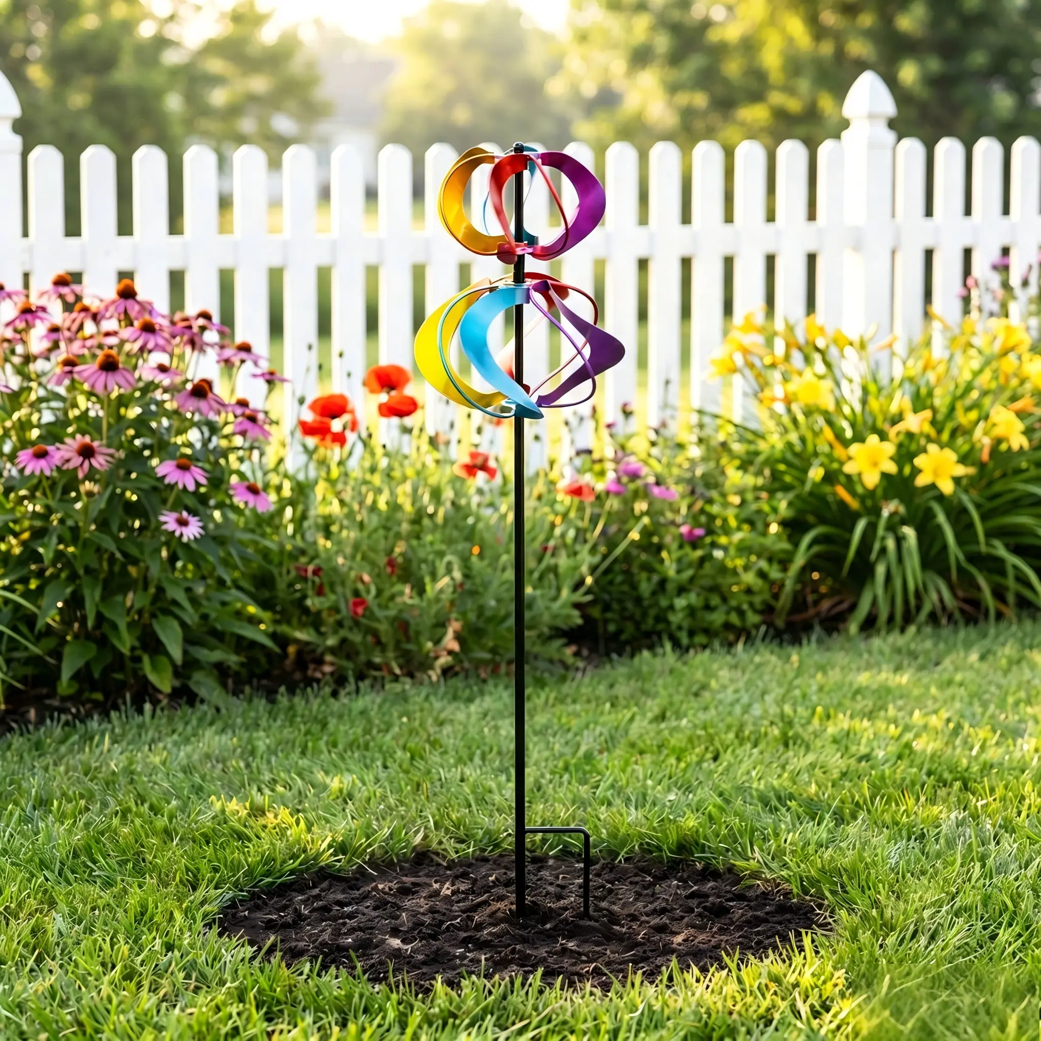 360° Spinning Metal Wind Spinner for Garden, Outdoor Yard Lawn Decor, Kinetic Garden Stake for Patio, Backyard, Porch & Landscape Decoration, Weather-Resistant Metal Yard Art