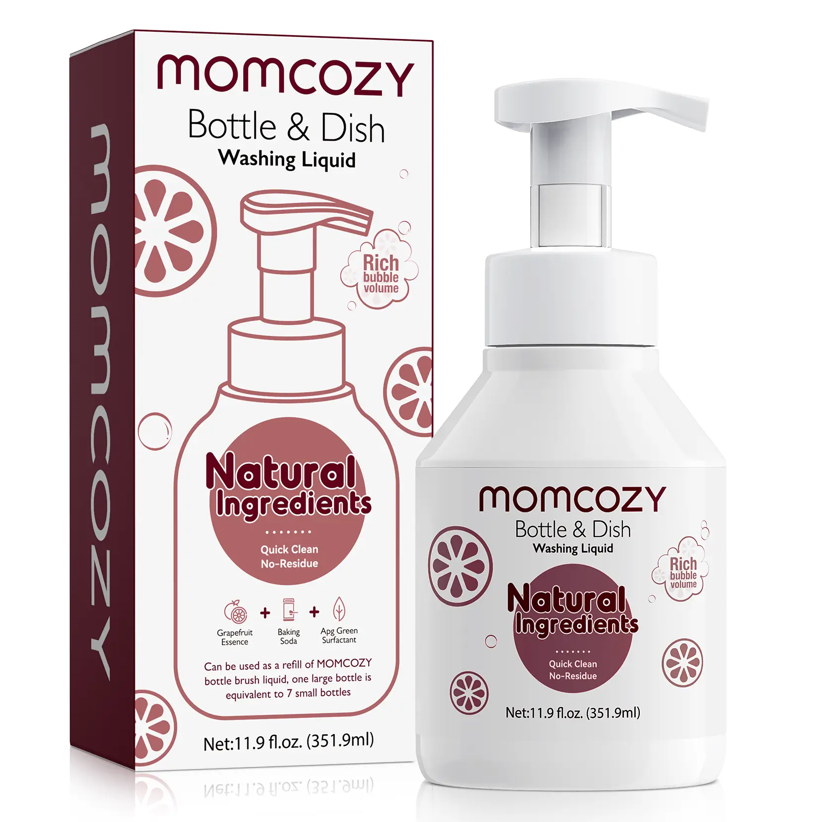 Momcozy Bottle Brush Cleaning Fluid, Powerful Cleaning with Natural Foam, Suitable for Momcozy Press Foaming Clean Bottle Brush Set, 11.9 Ounces