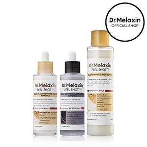 [Dr.Melaxin Official] Peel Shot Care Set | Peel Shot Amples (Black Rice & White Rice) + Peel Shot Toner Rice Exfoliating Ferment  Extract Korean Cosmetics Skin Repair