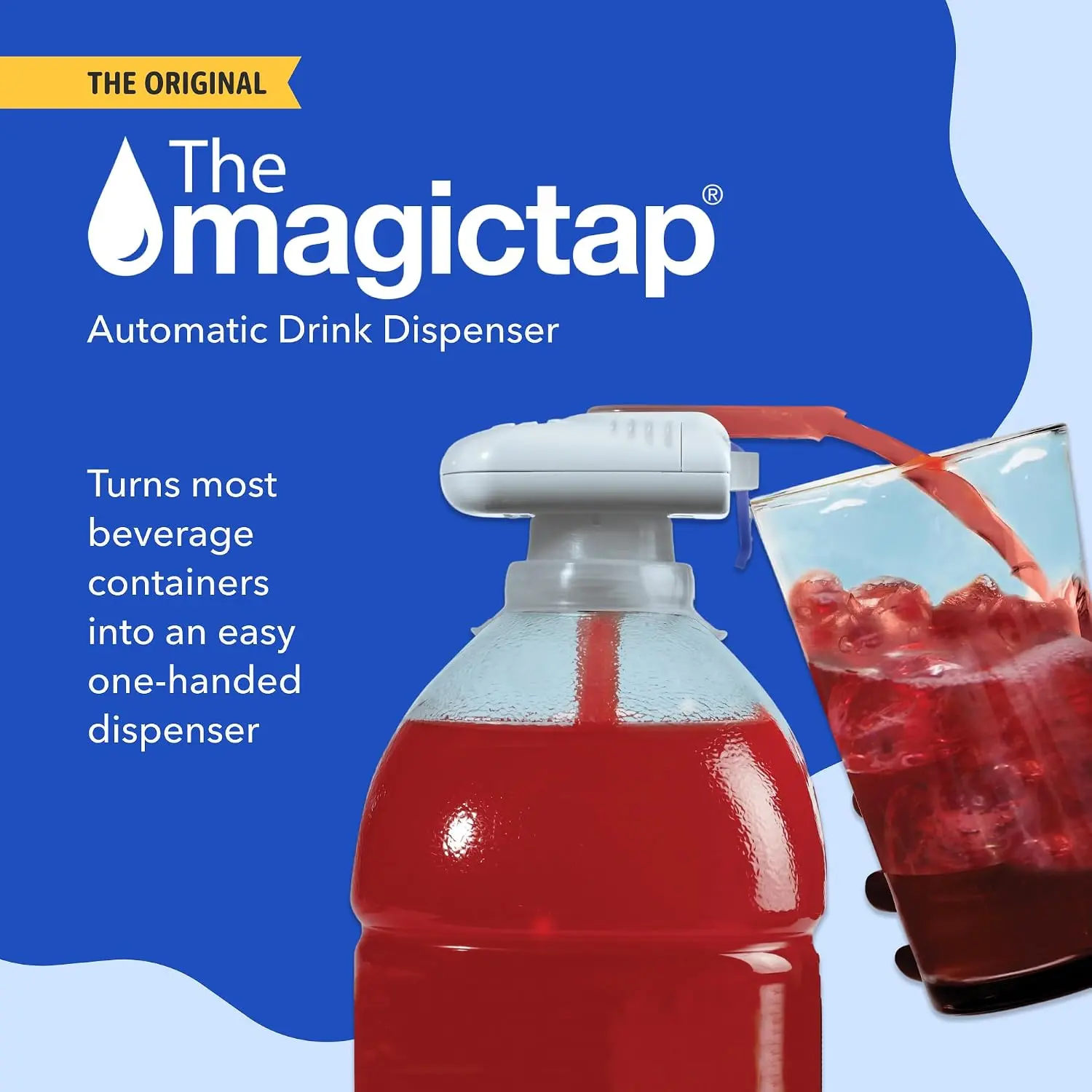Magic Tap Automatic Drink Dispenser for Fridge, White (1 Pack), No Spill Milk Dispenser for Fridge, Automatic Milk Dispenser Pump for Gallon Jugs, Water & Juice, Fits Most Bottles, Batteries Required The Magic Tap