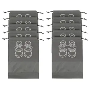 10pcs Large Shoe Bags for Travel - Drawstring Design, Transparent Windows, Ideal for Travel & Home Storage