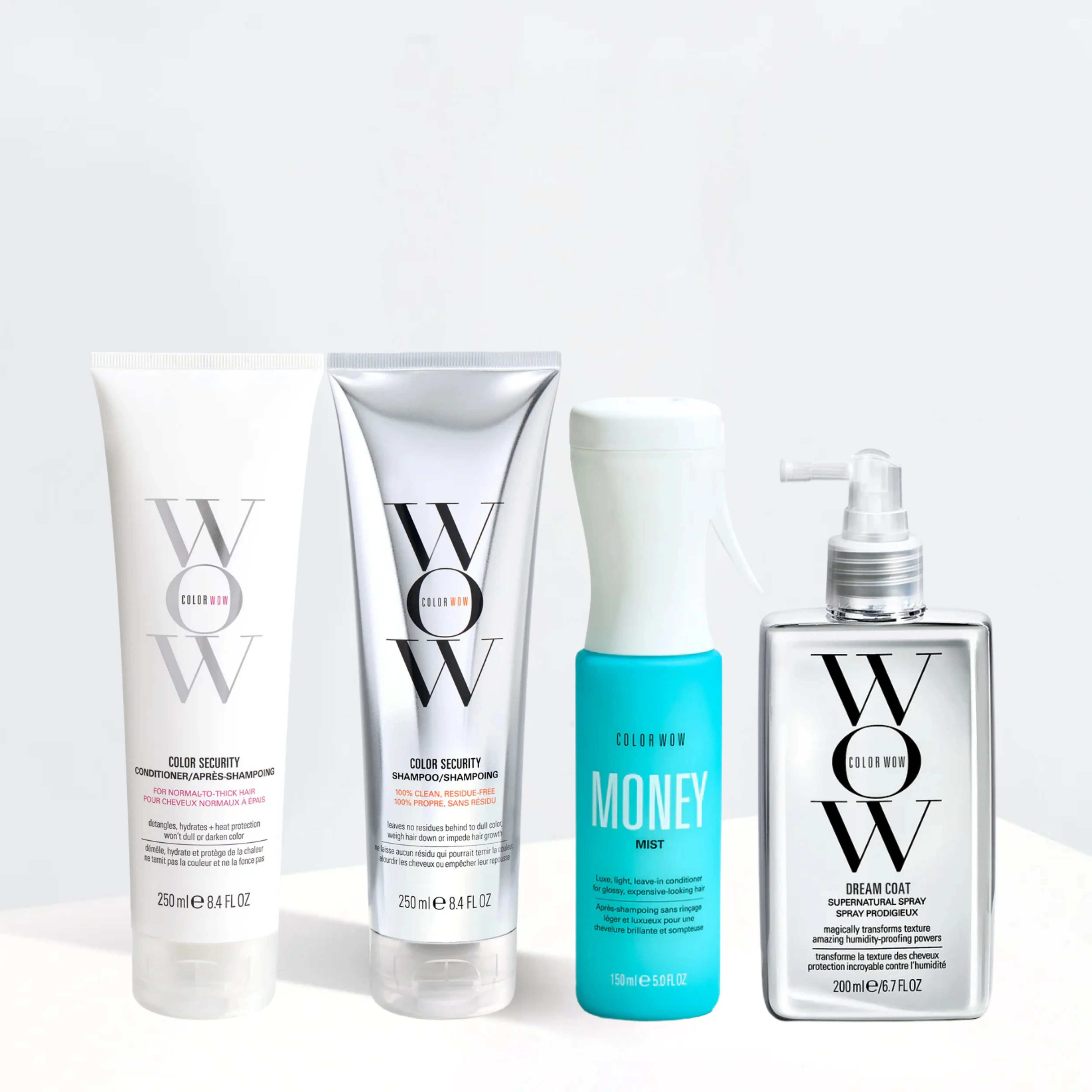 Color Wow Smooth Hair Routine Bundle | Sulfate-Free Shampoo, Conditioner, Leave-In & Anti-Frizz Dream Coat Spray