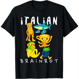 100% Cotton Italian Brainrot Meme Cartoon Crayon Kindergarten Kids Funny T-Shirt