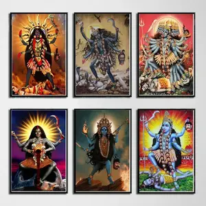 Vintage Modern Goddess Kali Jay Maa Poste Wall Art Canvas Painting Picture Home Decor