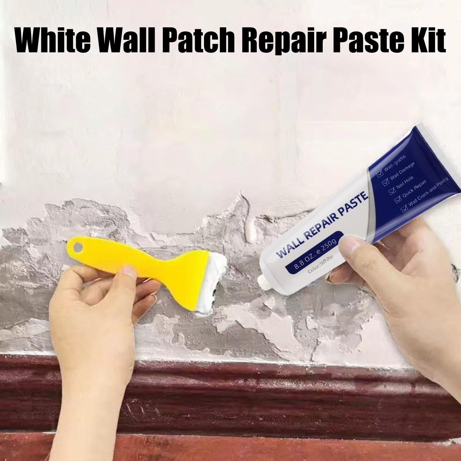 Drywall Repair Kit, 3 Pack Wall Mending Agent, Wall Patch Repair Kit with Scraper, Simple Filling of Wall Holes＆Efficient Crack Repair