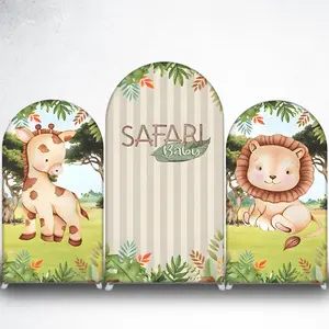 15-day Delivery Watercolor Giraffe Safari Arch Backdrop Cover for Jungle Theme Party