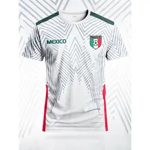 Men's Soccer Jersey - Slim fit, breathable, sporty, featuring bright geometric patterns, red and gray stripes, and the word "Mexico" - perfect for training, casual wear, and as a gift, soccer accessory, sports jersey, sporty design, comfortable fit