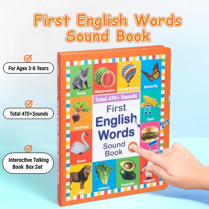 【56%OFF for a limited time】Educational Talking Sound Book – 470+ Words, 21 Themes, 6 Songs & Piano Keys | Perfect Gift for Kids Ages 3–9 | Fun & Interactive Learning Toy Colorful Car
